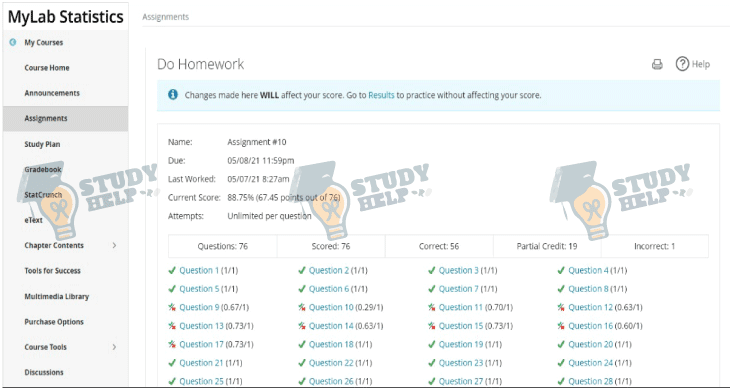 mystatlab answers