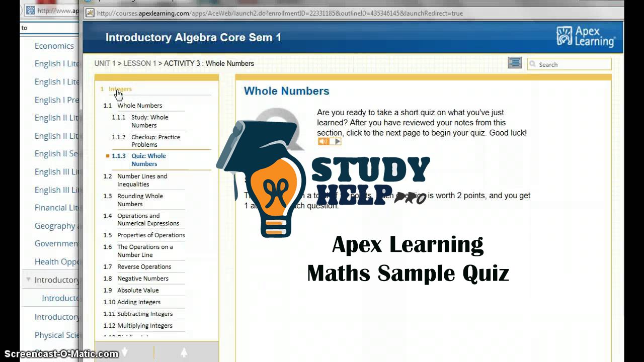 Apex learning math answers